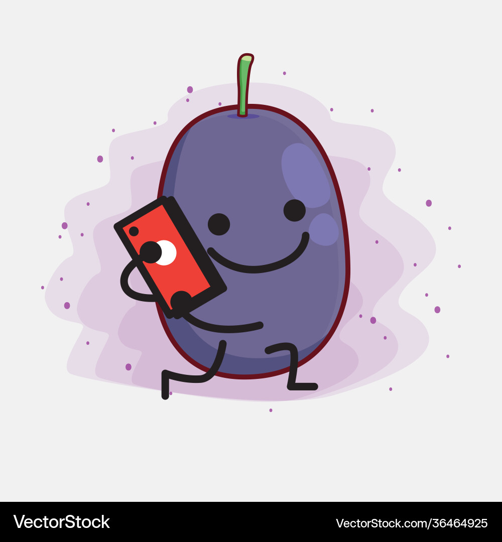 Java plum fruit cute character with simple face vector image