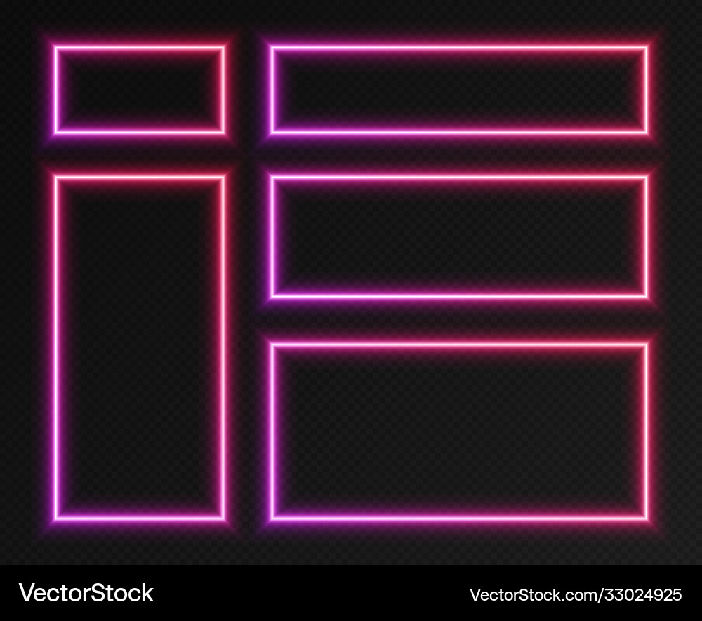 Neon gradient rectangular frames set collection Neon gradient rectangular frames set collection vector image
