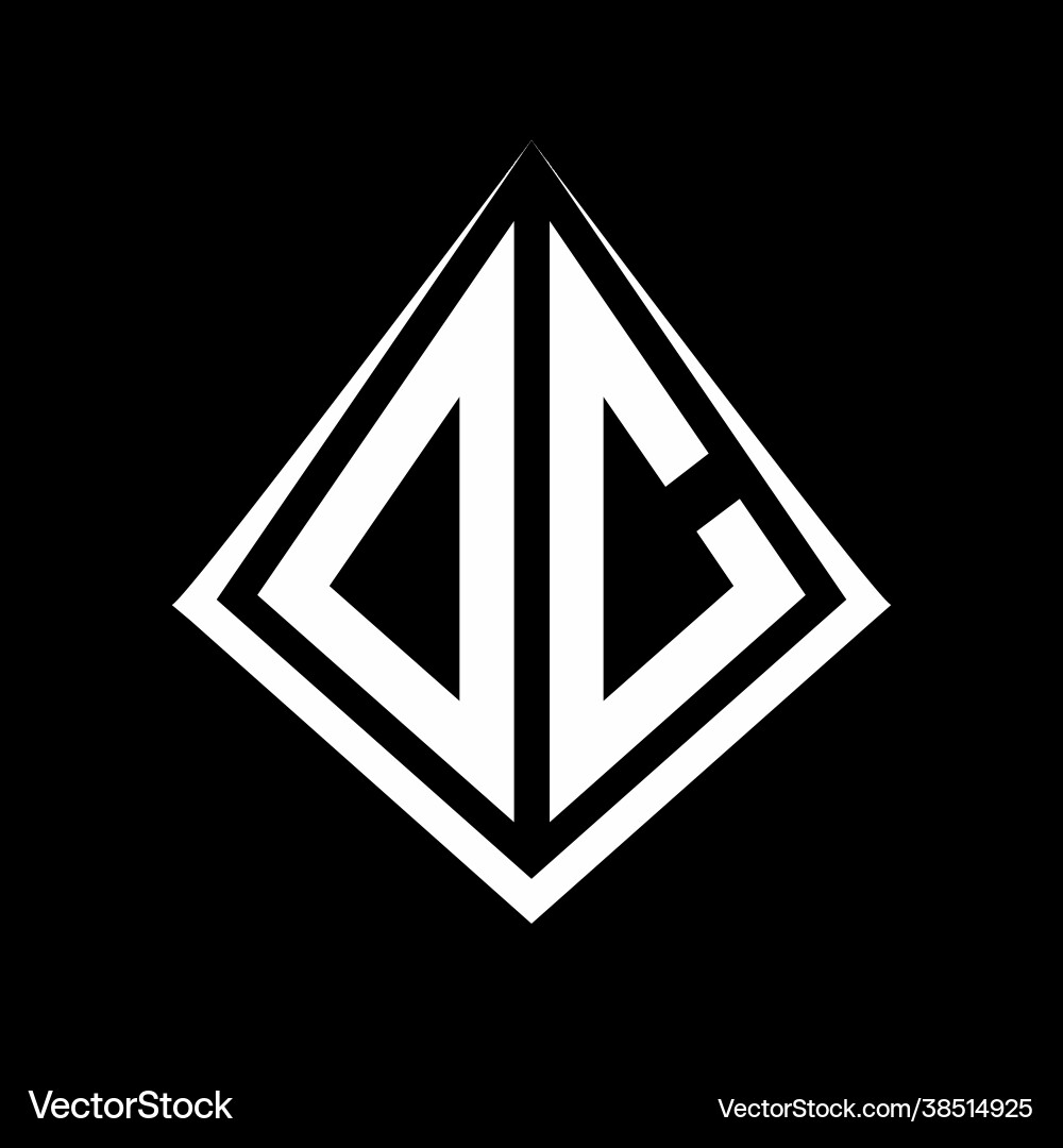 Oc logo letters monogram with prisma shape design vector image