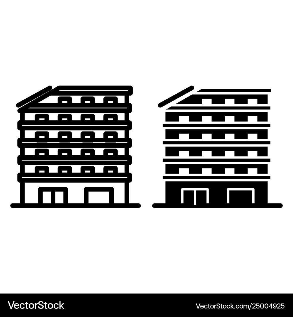 Office building line and glyph icon architecture Vector Image