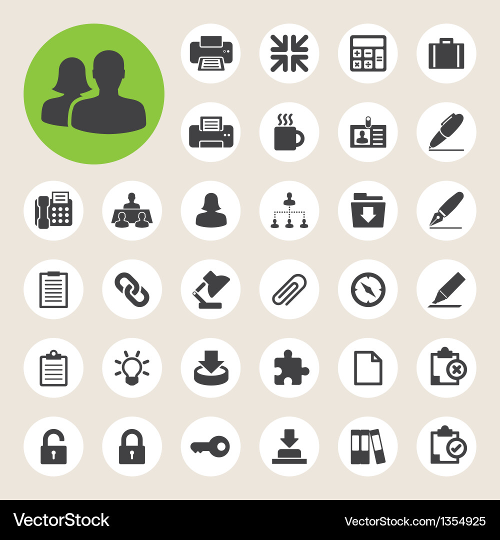 Office Icon Set - Business & Productivity Vector Image