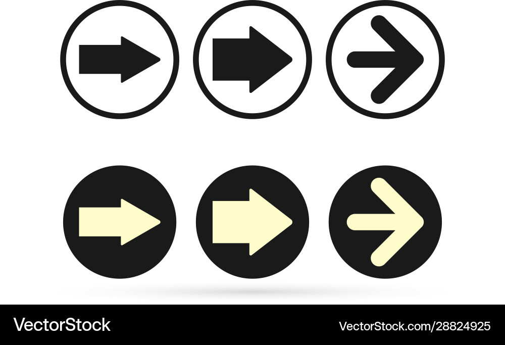 Outline button arrow icon set isolated on white Vector Image