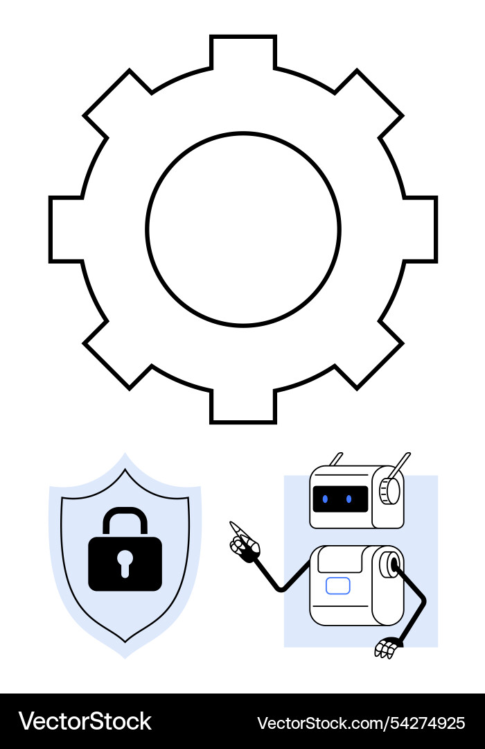 Robot technology cybersecurity integration Robot technology cybersecurity integration vector image