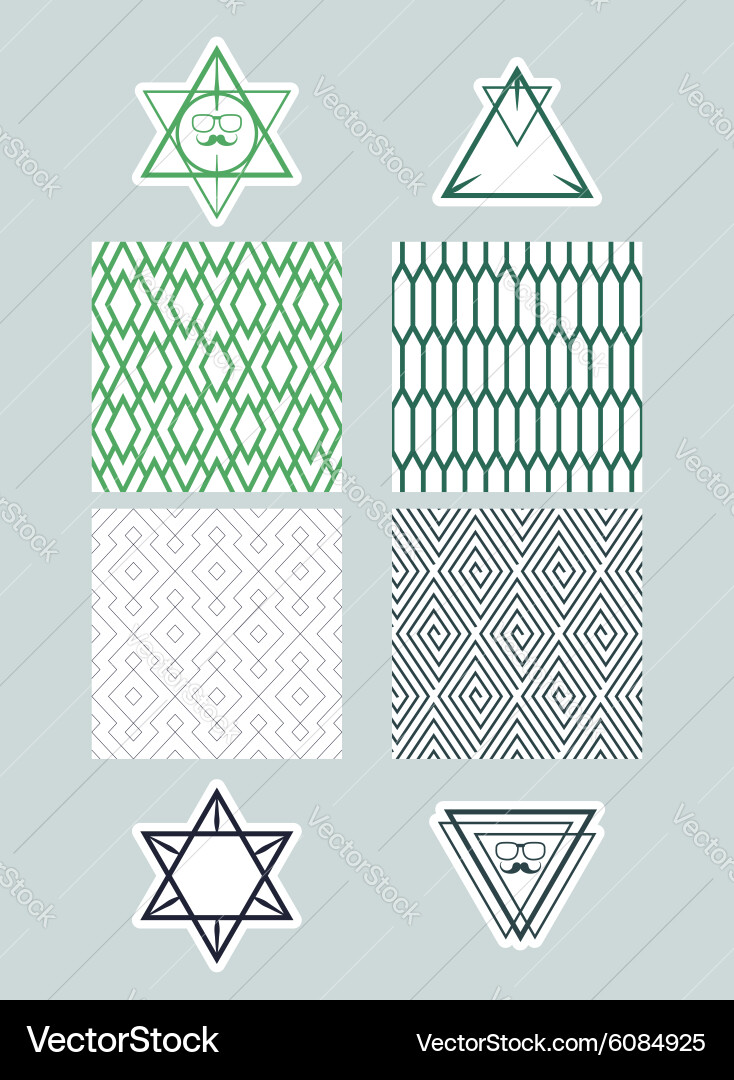 Set frames and icons of triangles on backgrounds vector image