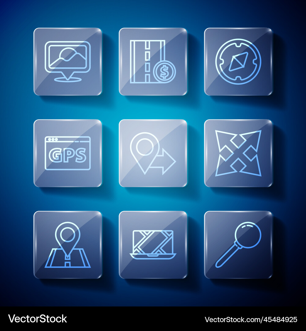 Set line location city map navigation push pin vector image