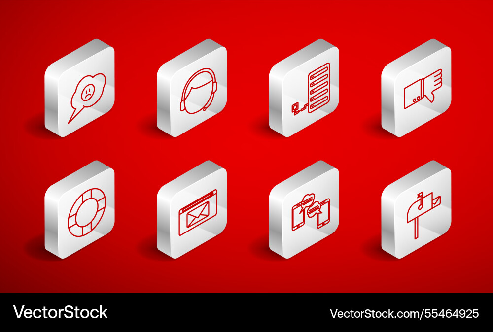 Set line open mail box man with headset server Set line open mail box man with headset server vector image