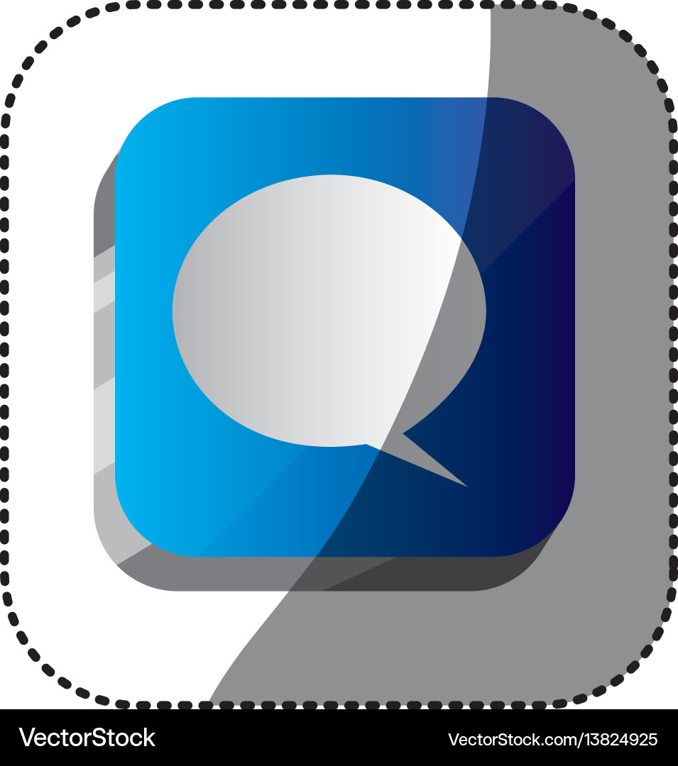 Sticker color square 3d button with dialog box vector image
