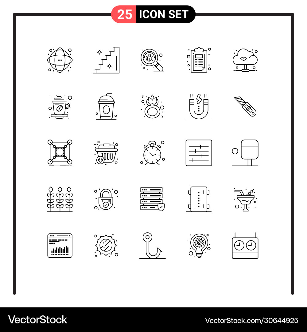 User interface pack 25 basic lines internet Vector Image
