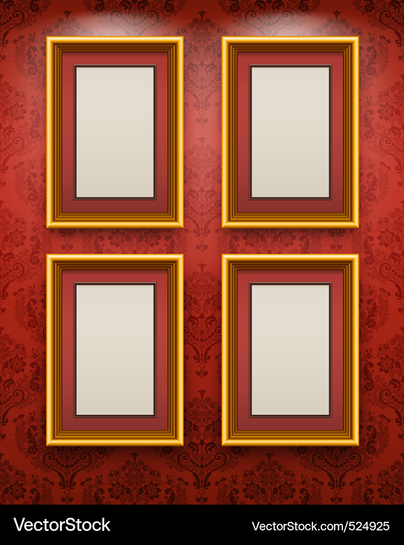 Wooden frames on the wal Royalty Free Vector Image
