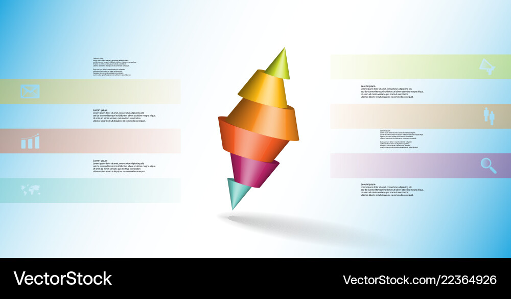 3d infographic template with two spiked cone Vector Image