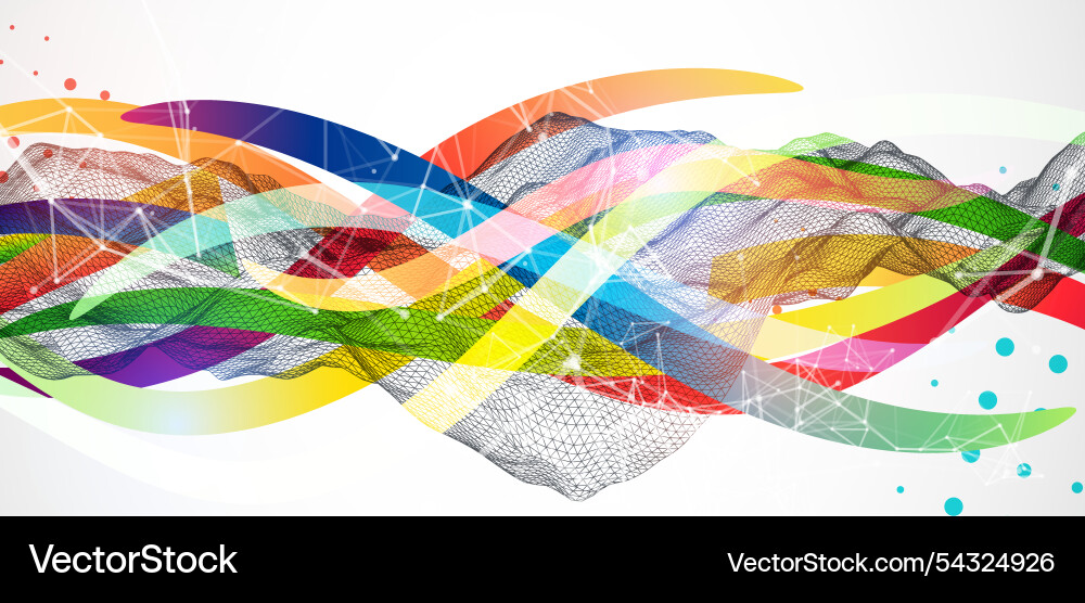 Abstract wireframe wave with colored lines Abstract wireframe wave with colored lines vector image