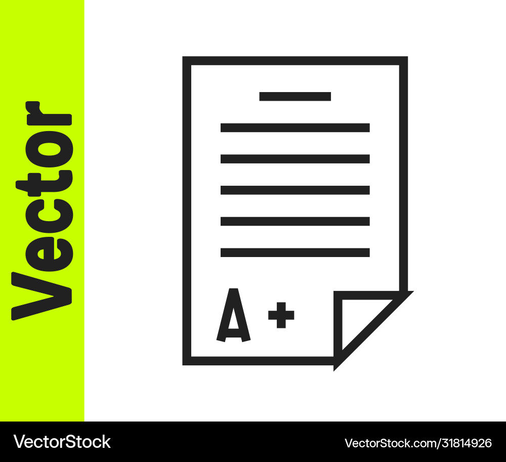 Black line exam sheet with a plus grade icon Vector Image