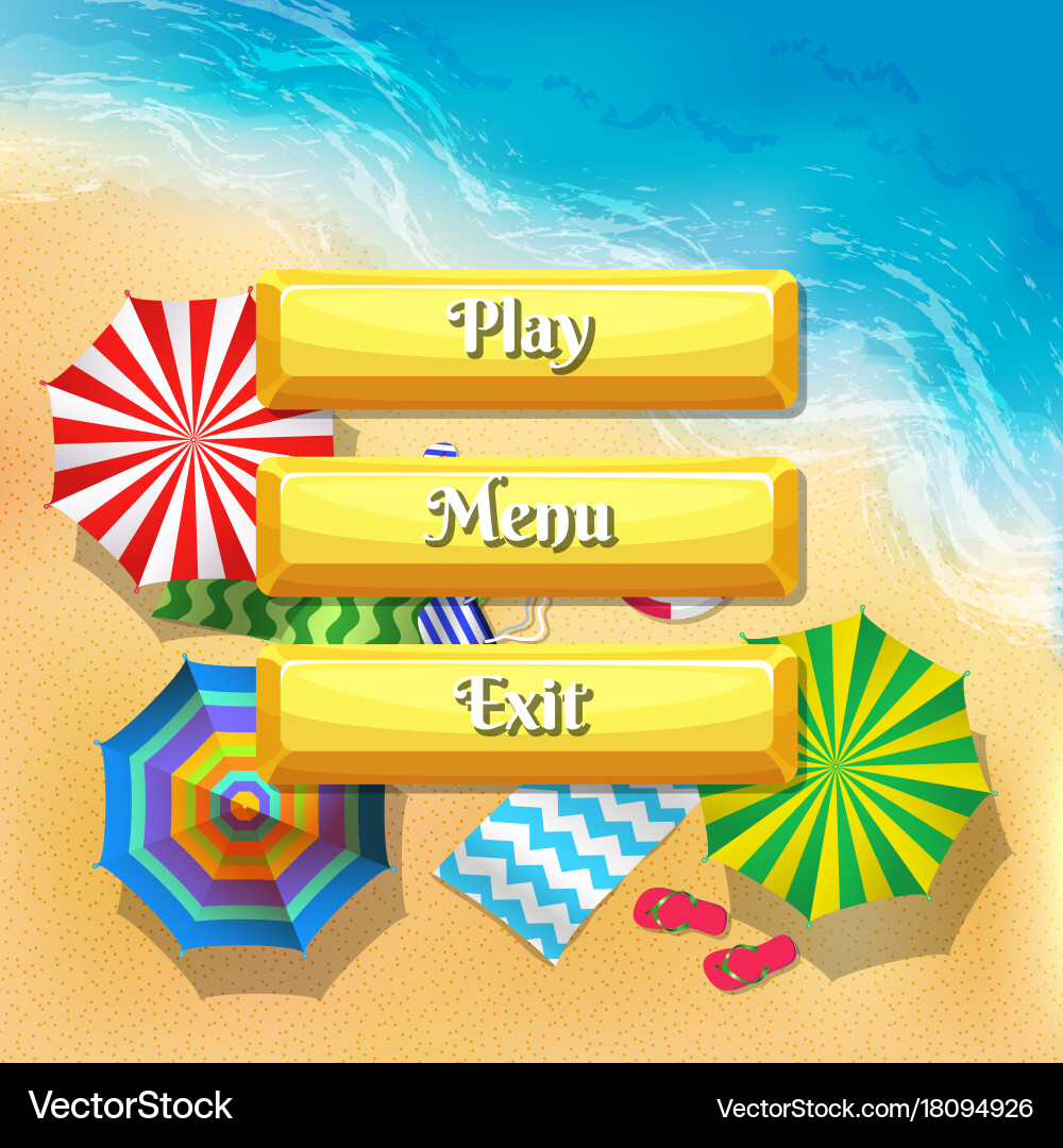 Cartoon style buttons with text for game vector image