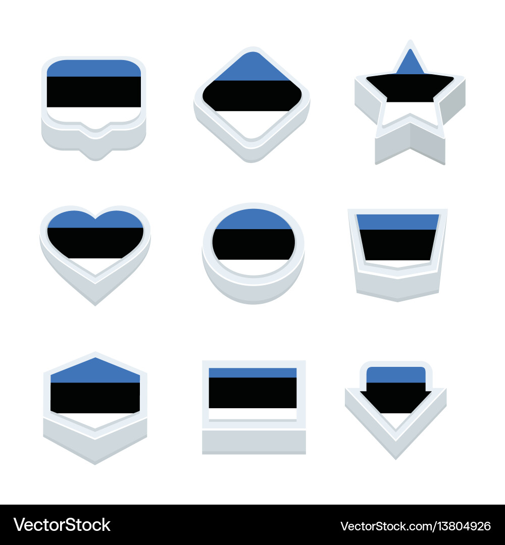 Estonia flags icons and button set nine styles Vector Image