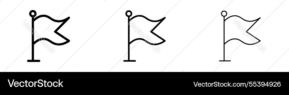Flag icons in three different stroke lines vector image