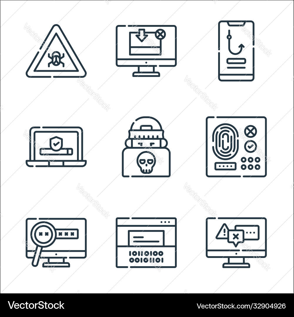 Hacker Linie Icons lineare Set Qualität Hacker Linie Icons lineare Set Qualität vektorbild