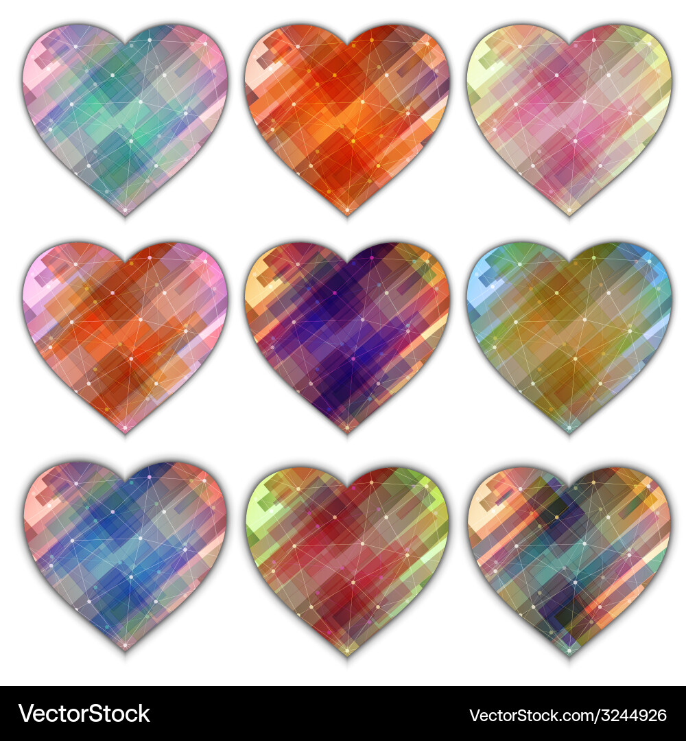 Heart icon with four color variations abstract vector image