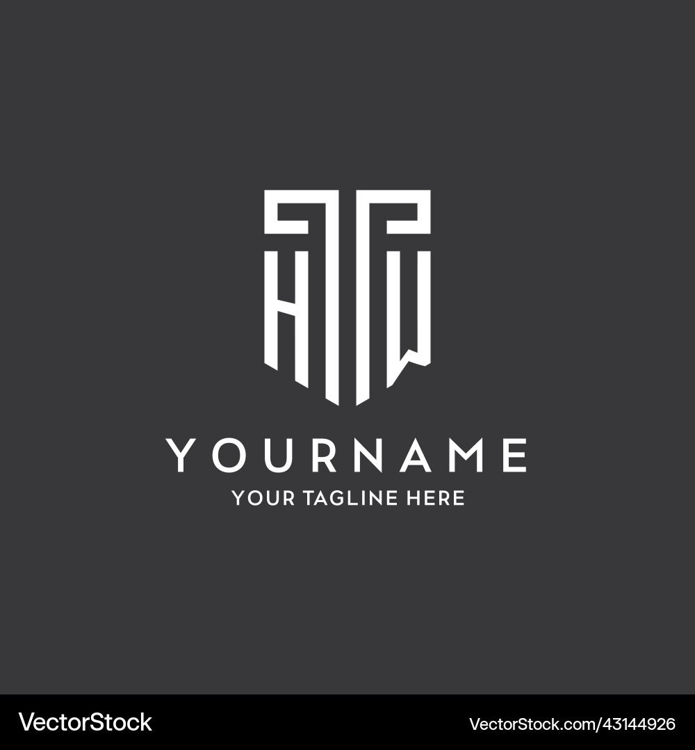 Hw monogram initial name with shield shape icon Vector Image
