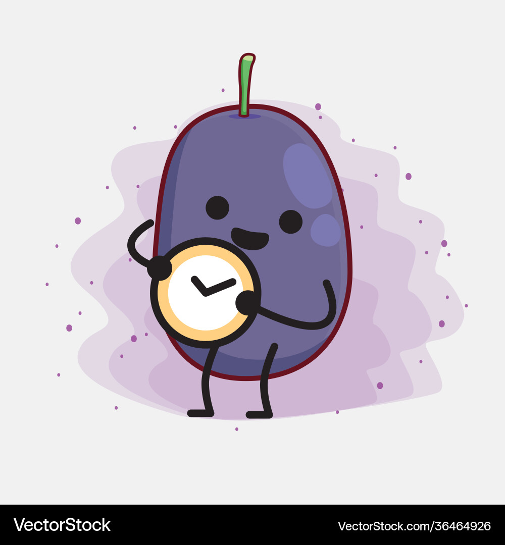 Java plum fruit cute character with simple face Vector Image