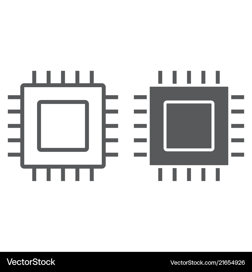 Microchip Line Icon - Circuit Elements vector image