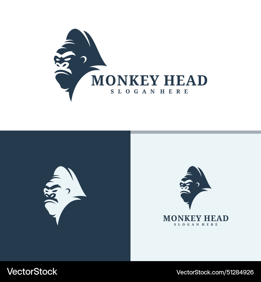 Monkey head logo design angry Royalty Free Vector Image