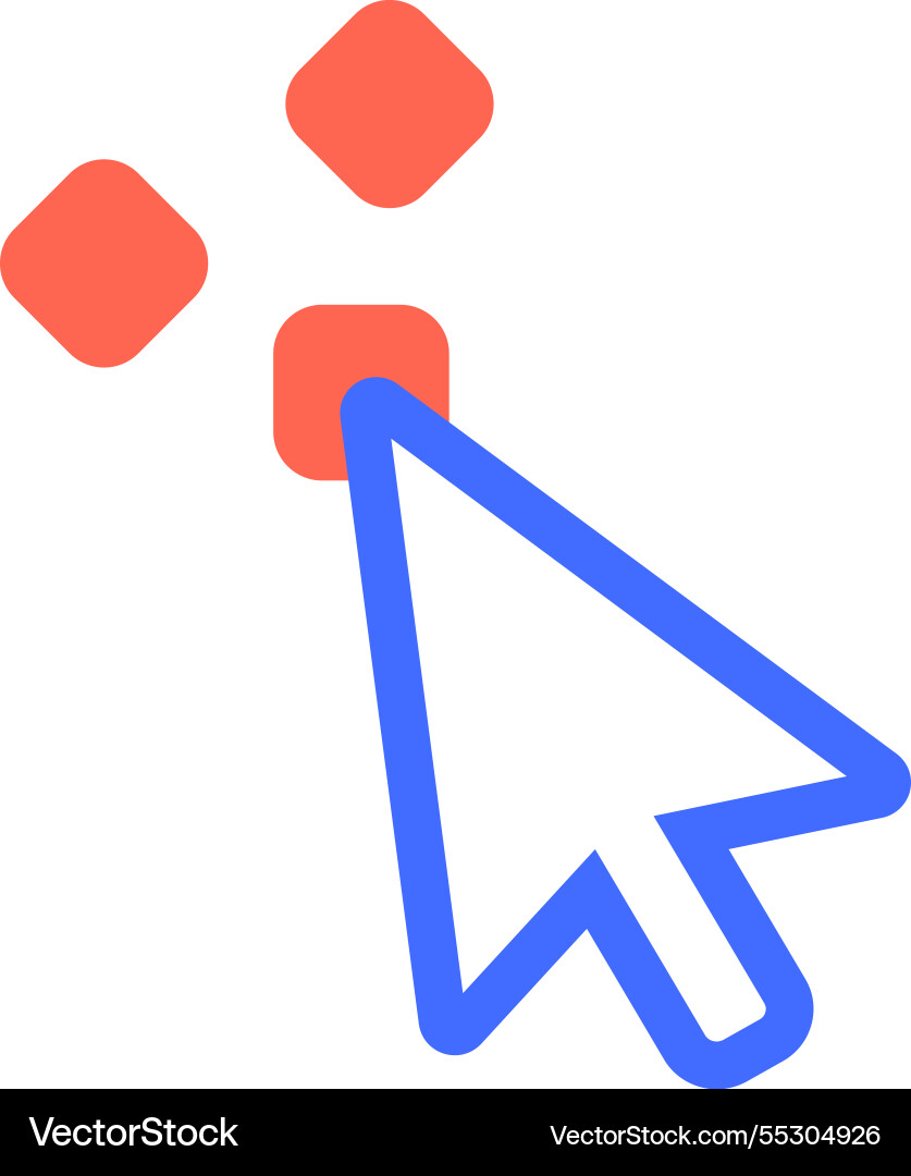 Mouse cursor clicking on a vibrant red button Mouse cursor clicking on a vibrant red button vector image