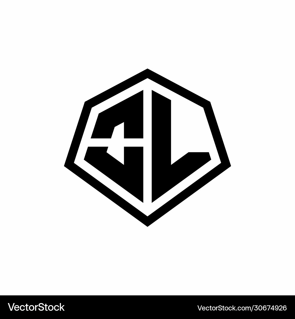 Ol monogram logo with hexagon shape and line Vector Image