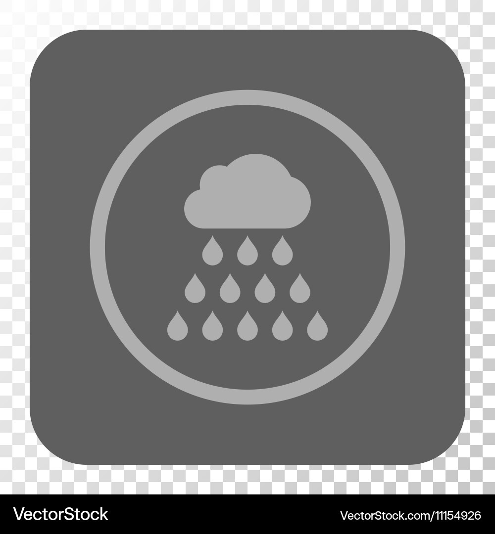 Rain cloud rounded square button vector image