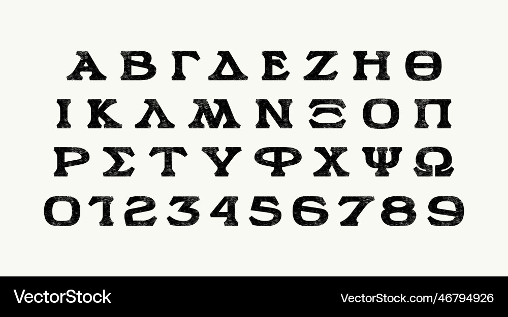 Rustic Greek Serif Font vector image