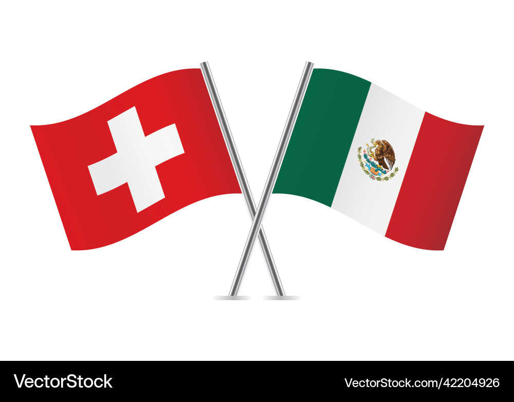 Schweiz und mexico gekreuzte Flaggen Schweiz und mexico gekreuzte Flaggen vektorbild