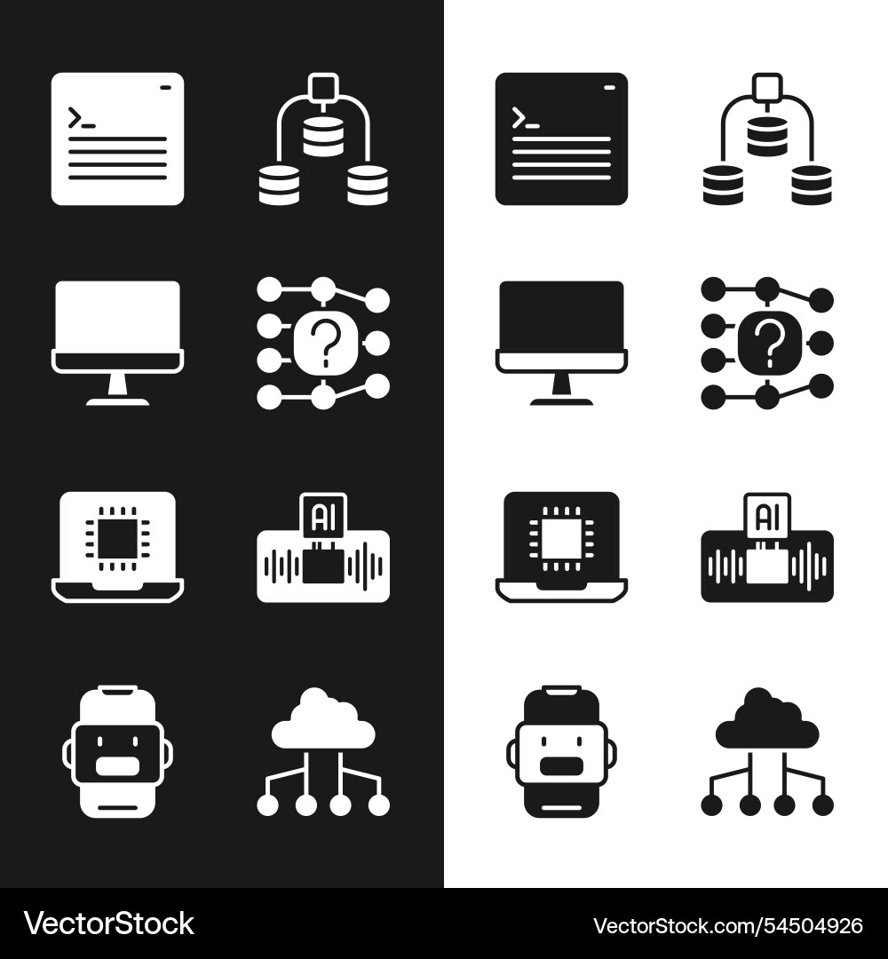 Set neural network computer monitor web developer Set neural network computer monitor web developer vector image