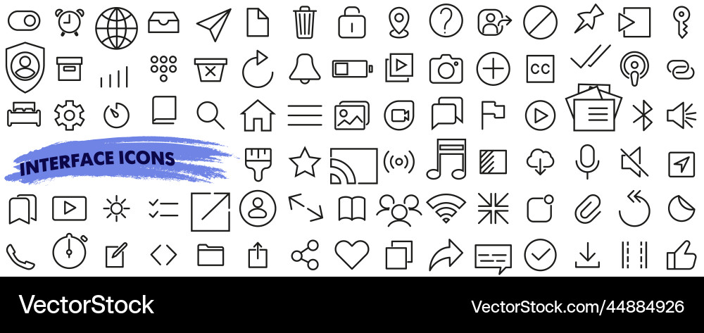 Set of user interface icons on bold line style Set of user interface icons on bold line style vector image