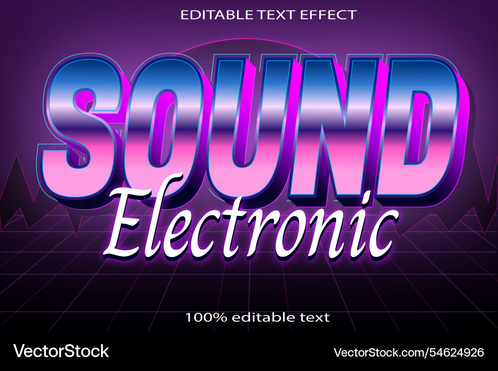 Sound electronic editable text effect 3d emboss Sound electronic editable text effect 3d emboss vector image