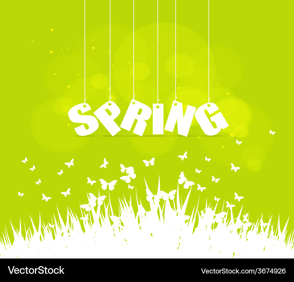 Spring word hanging on a strings Vector Image