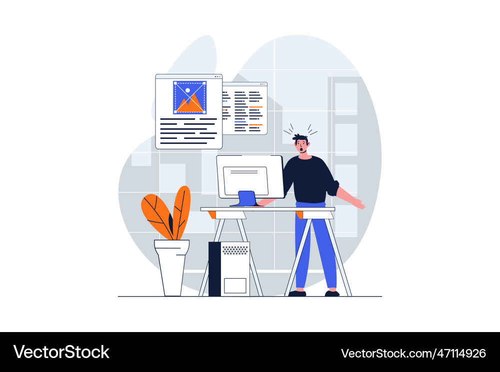 Web design concept with character scene Web design concept with character scene vector image
