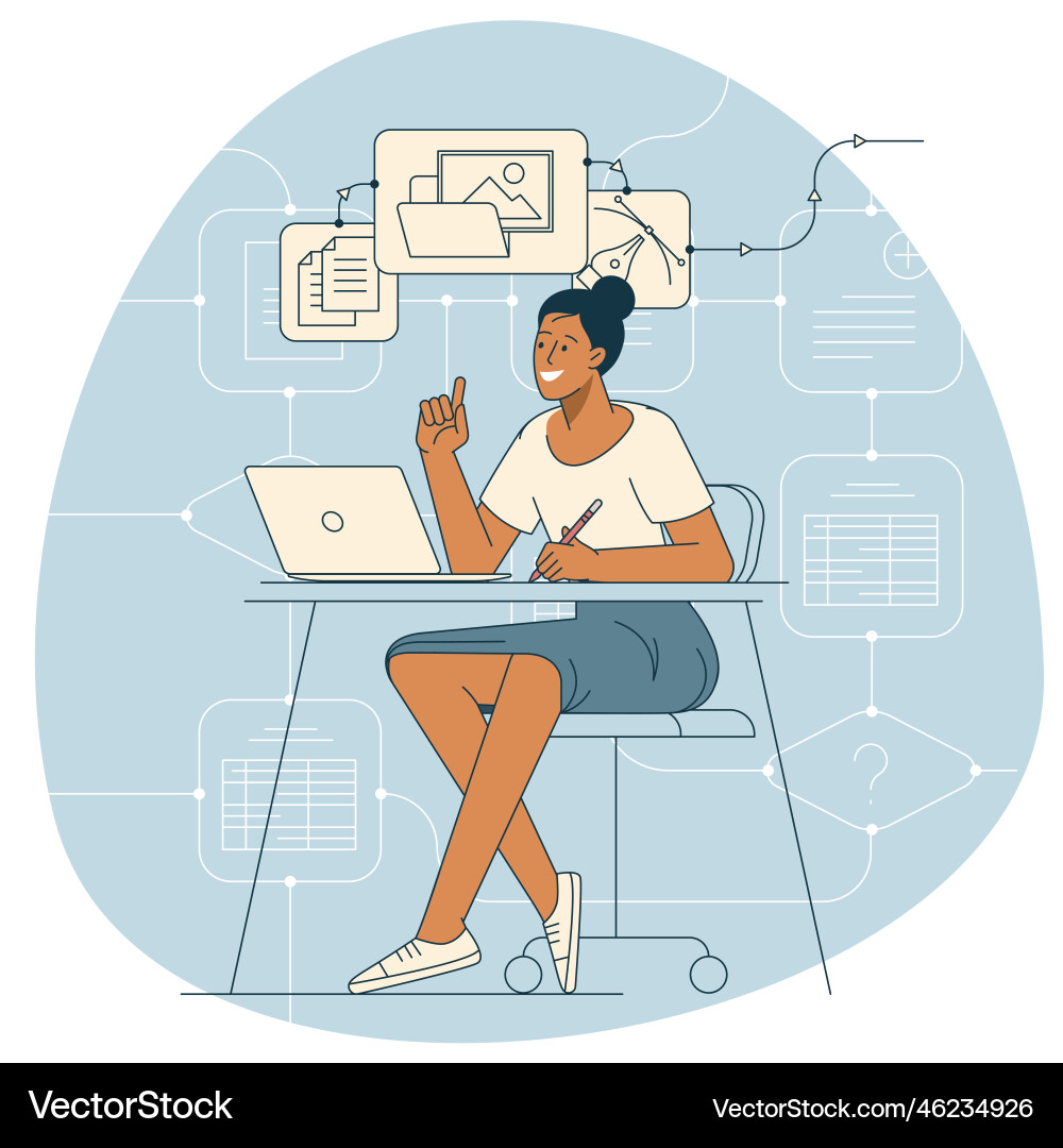 Web ui and ux designer at work Web ui and ux designer at work vector image