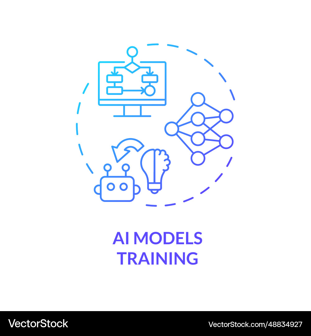 2d gradient thin line icon ai models training Vector Image