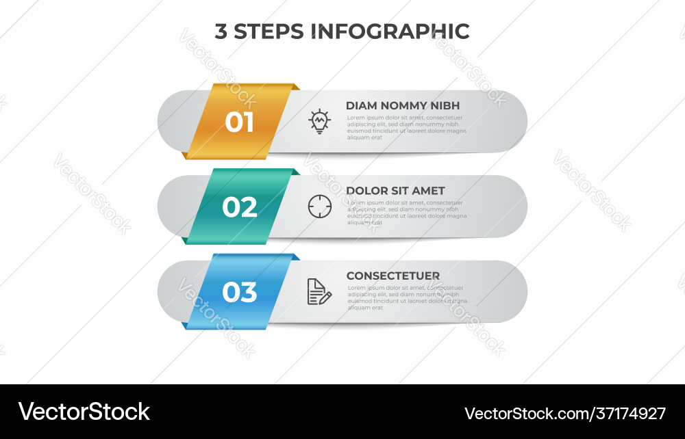 3 points steps diagram vertical list layout vector image