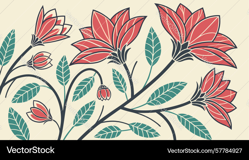 Artistic botanical seamless pattern design vector image