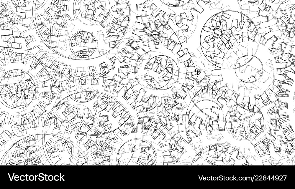 Background consisting of gears blueprint style vector image