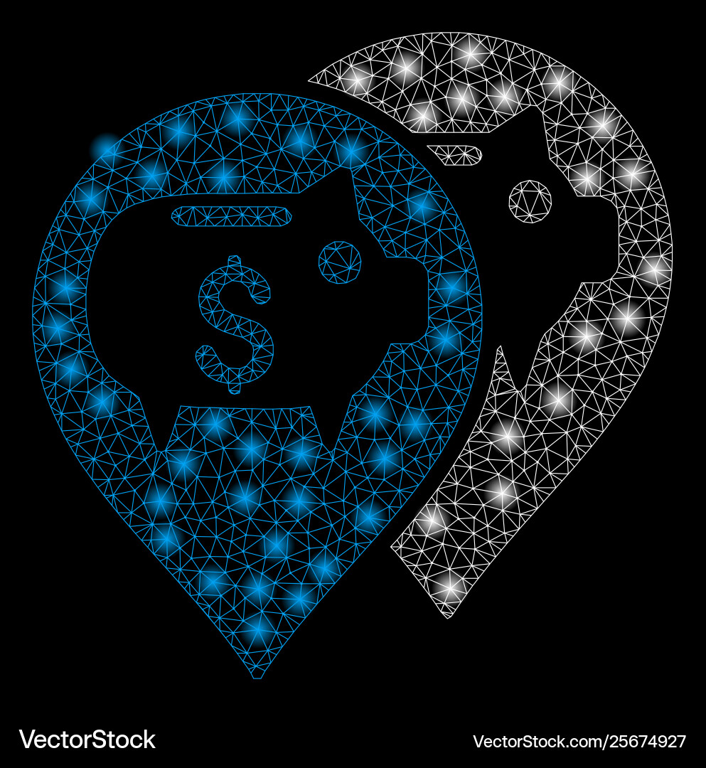 Bright mesh carcass bank map pointers with light Bright mesh carcass bank map pointers with light Vector Image