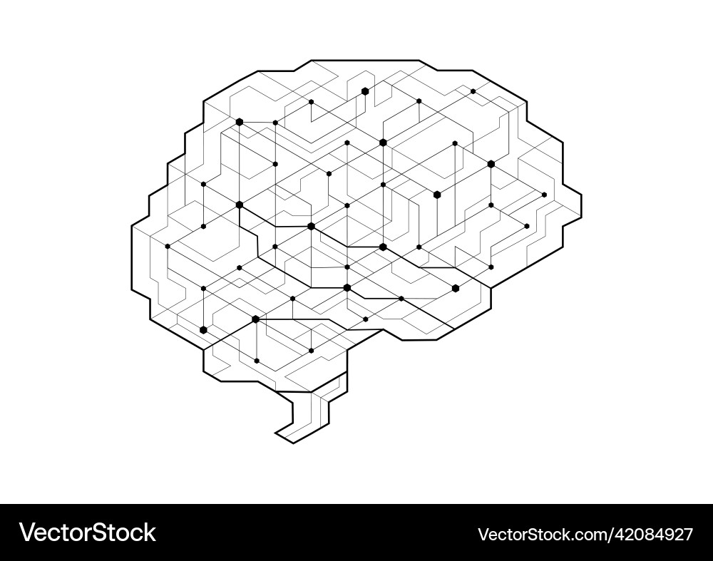 Dot circuit board brain simple design Dot circuit board brain simple design vector image