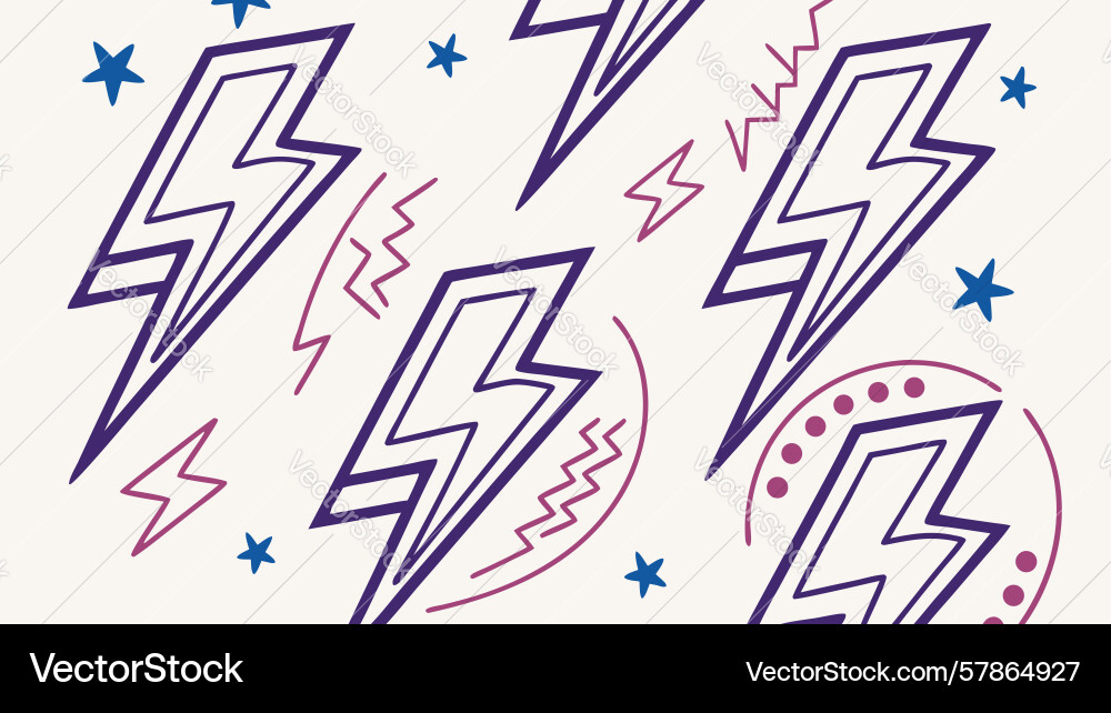 Dynamic lightning bolt elements and stars design Vector Image