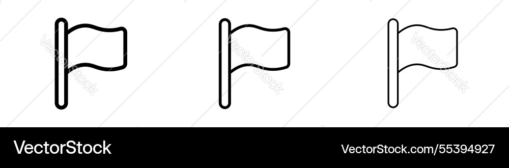 Flag icons in three different stroke lines vector image