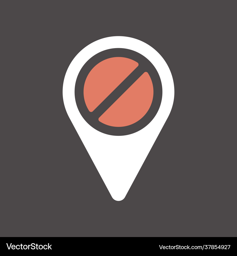 Forbidden pin map glyph icon pointer vector image