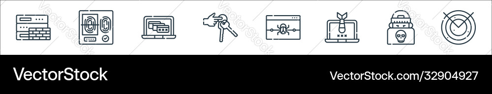 Hacker line icons linear set quality Hacker line icons linear set quality vector image