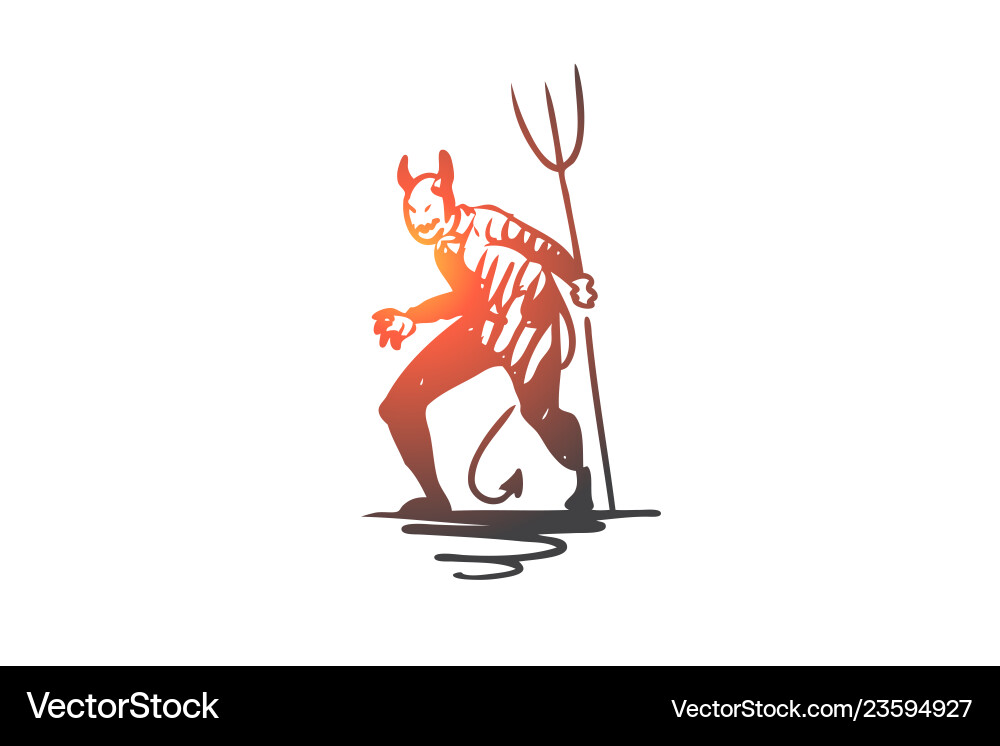 Halloween Monster Teufel gruselig Pitchfork Halloween Monster Teufel gruselig Pitchfork vektorbild