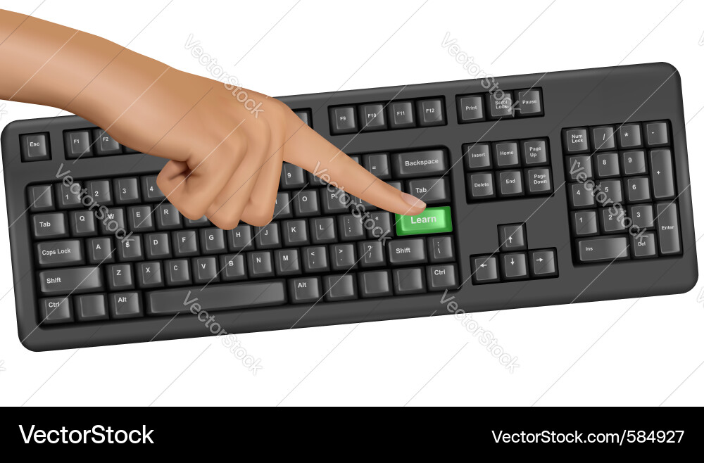 Hand Touching Help Key on Keyboard vector image