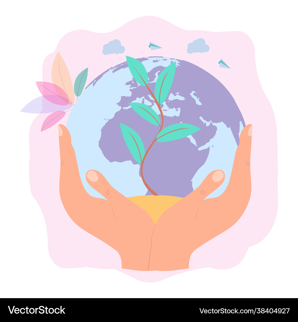 Hands close planet from pollution save Hands close planet from pollution save Vector Image