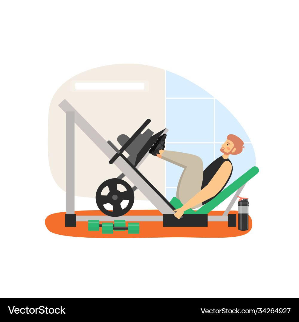 Man Using Leg Press Machine vector image